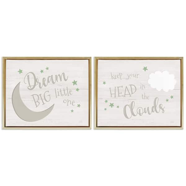 Stupell Industries Nursery Dreams Quotes by Natalie Carpentieri 2-Pieces Gold Floater Frame Typography Graphic Art Print 17 in. x 21 in.