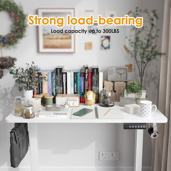 40 in. White Adjustable Height Standing Desk Memory Computer Home