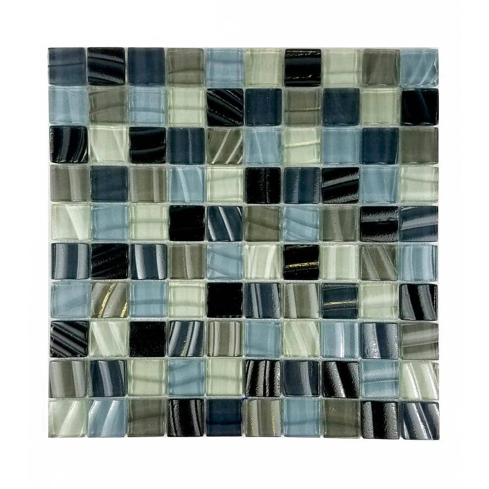 New Era 12x12 Blue and Gray Glass Mosaic Tile