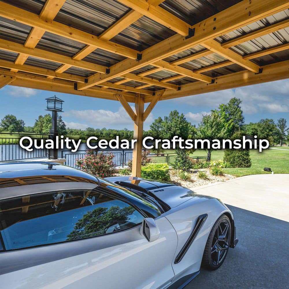 Kingsport 12' x 20' Black Cedar Carport with Steel Roof