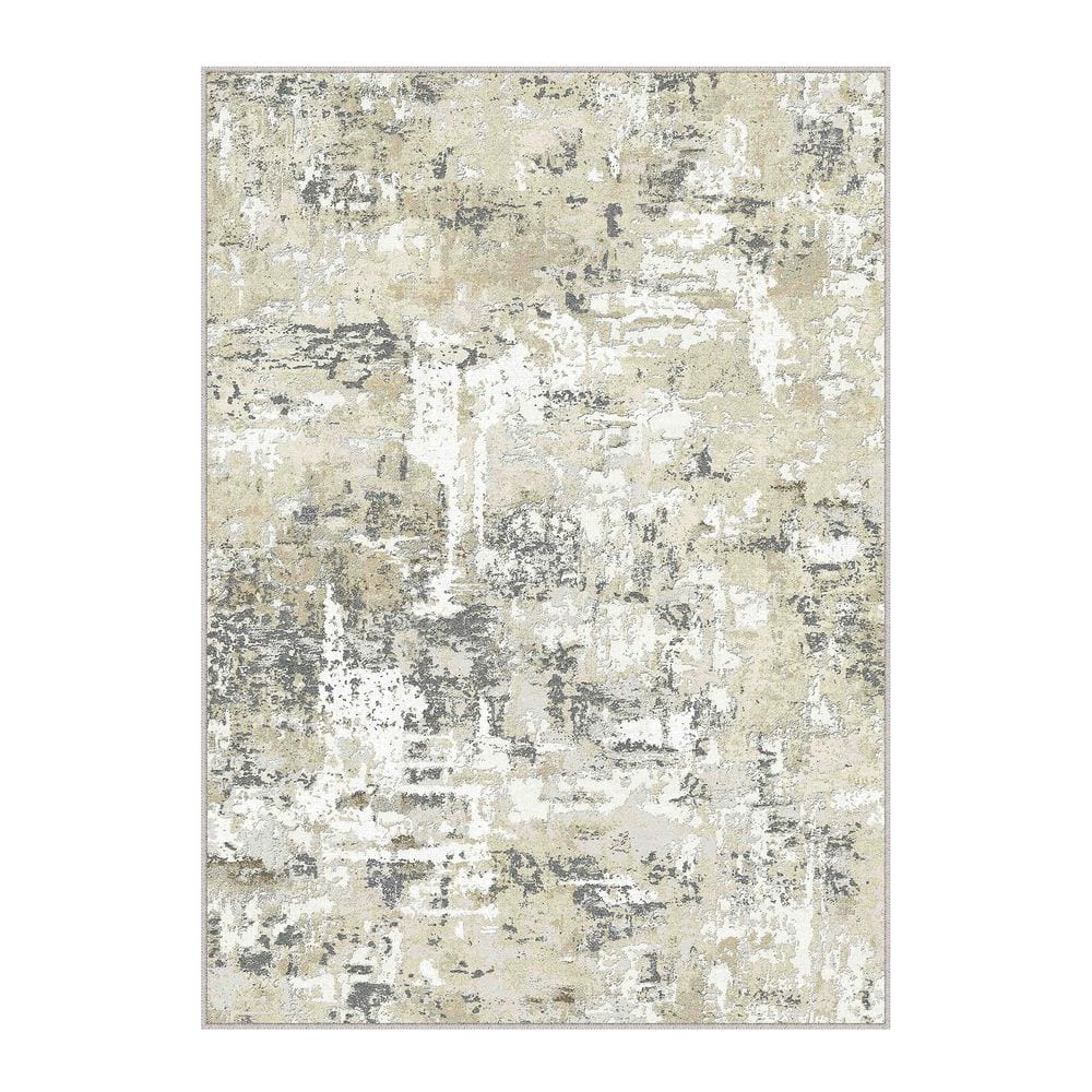 Polaris Beige 5 ft. x 7 ft. Washable Modern Abstract Area Rug price history on PriceWatchPro