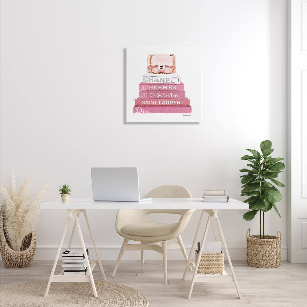 Pink and White Canvas Fashion Handbag Wall Art, 24 x 24