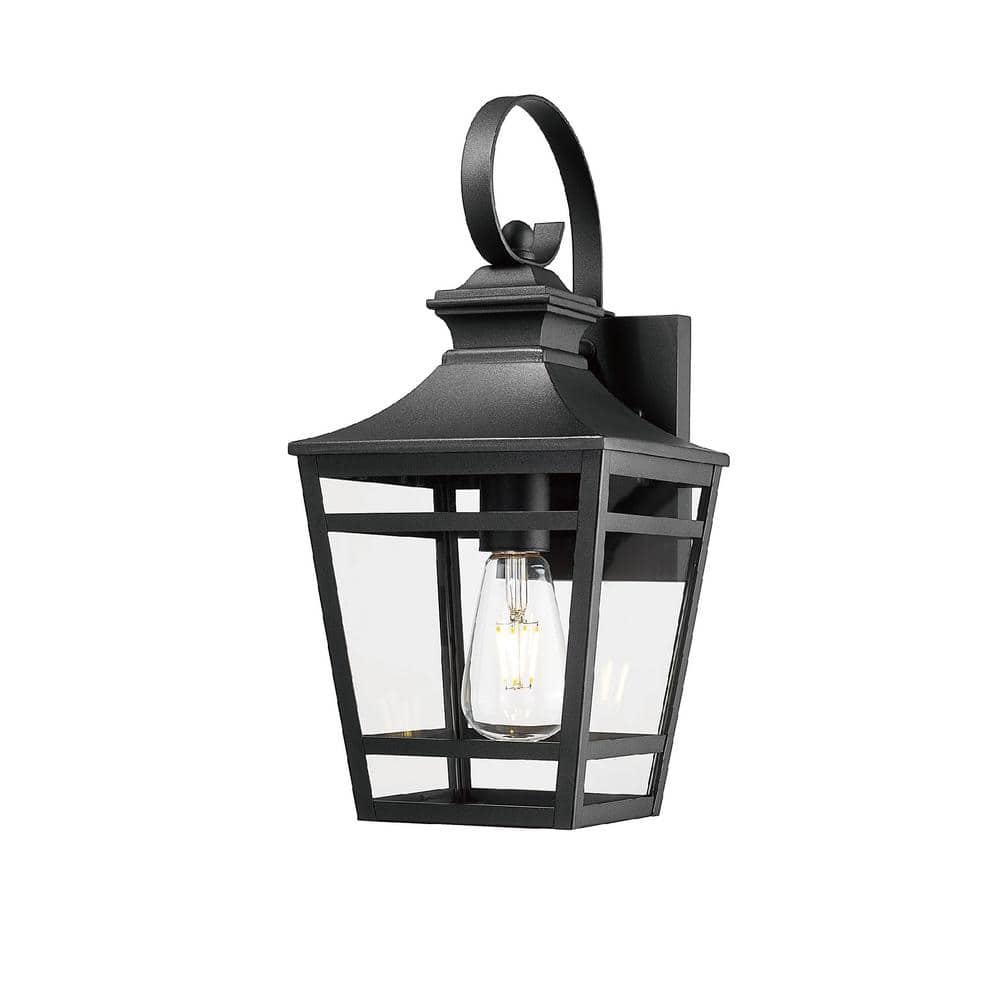16.5 in. Waterproof Matte Black Outdoor Hardwired Wall Lantern Sconce with 