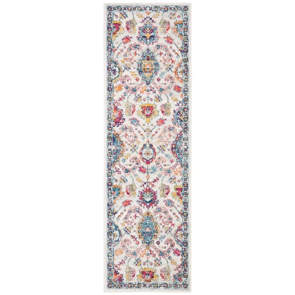 Evoke Cream/Orange 2 ft. x 7 ft. Border Runner Rug