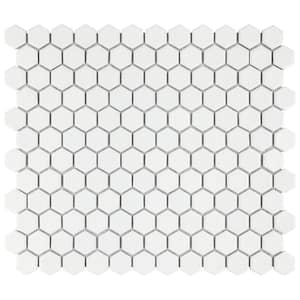 Hudson 1 in. Hex Crystalline White 6 in. x 6 in. Porcelain Mosaic Take Home Tile Sample