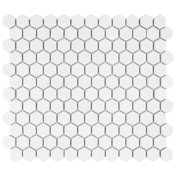 Merola Tile Hudson 1 in. Hex Crystalline White 6 in. x 6 in. Porcelain Mosaic Take Home Tile Sample