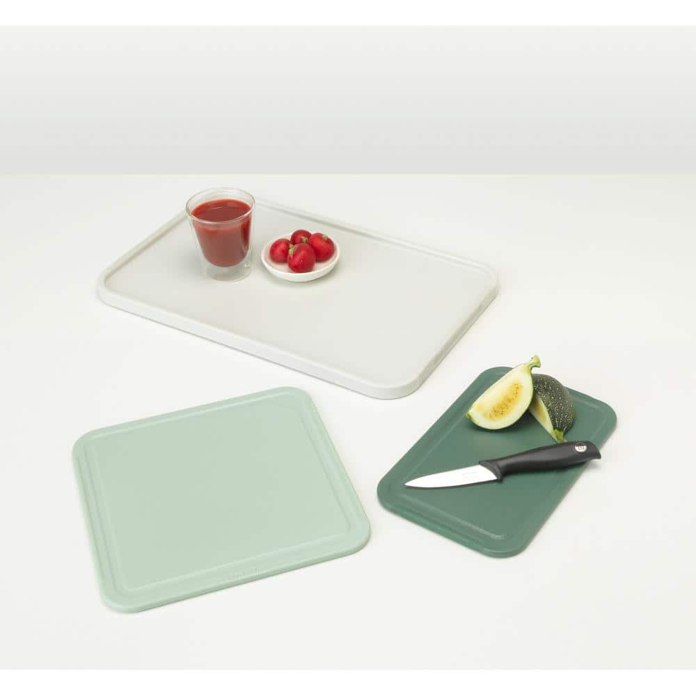 Green and Light Green Plastic Rectangular Cutting Board Set