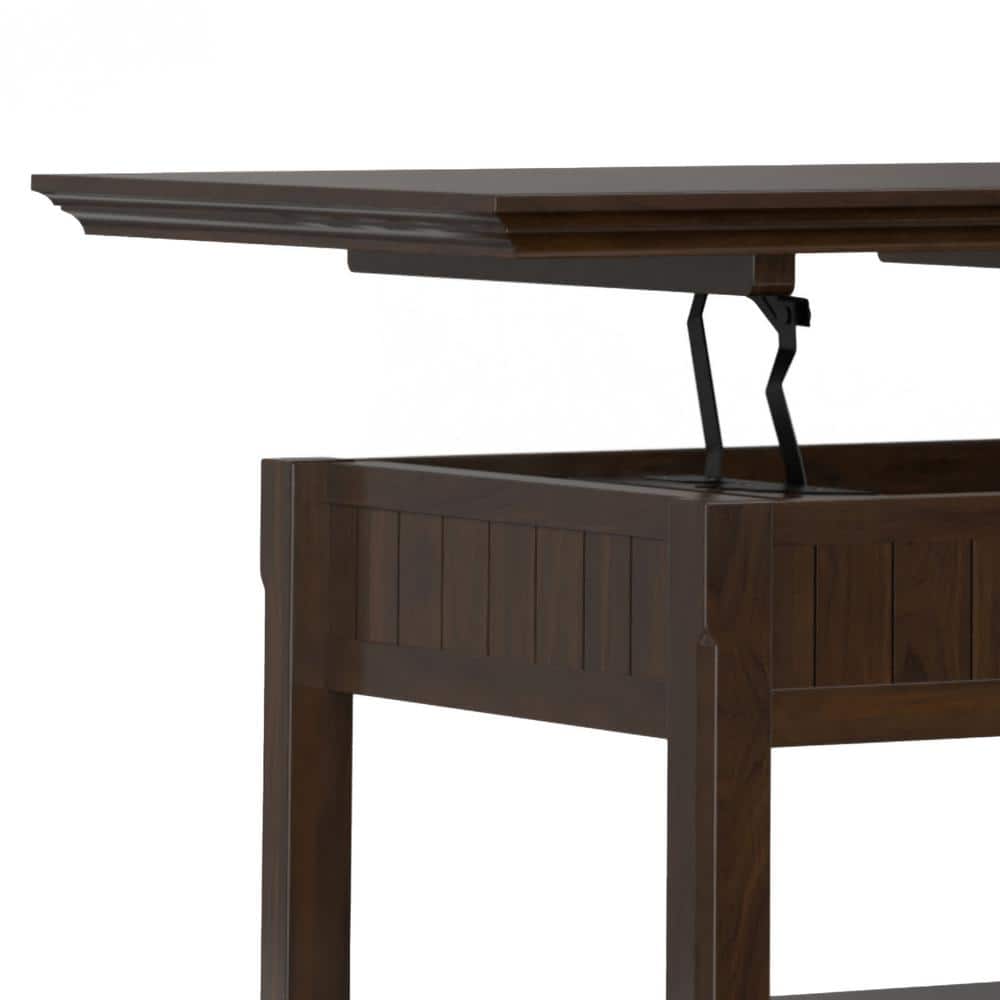 Brunette Brown Wood Lift-Top Coffee Table with Storage