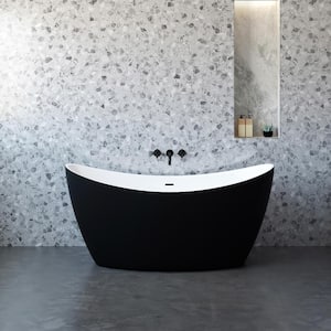 Jodie 59 in. x 29.5 in. Oval Soaking Bathtub with Center Drain in Matte Black