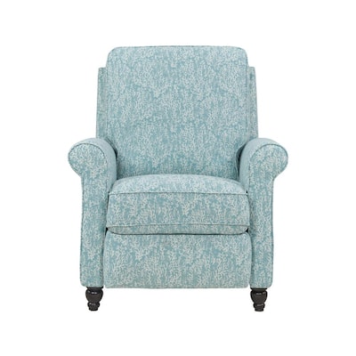 Blue Coral Woven Fabric Push Back Recliner Chair