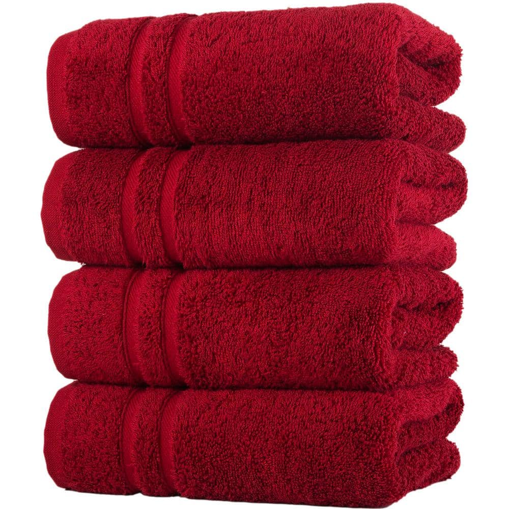 Hammam Linen 4Piece Burgundy Turkish Cotton Hand Towels SN562HT06