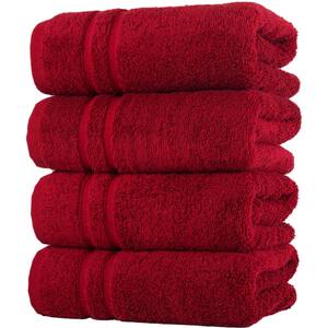 4-Piece Burgundy Turkish Cotton Hand Towels