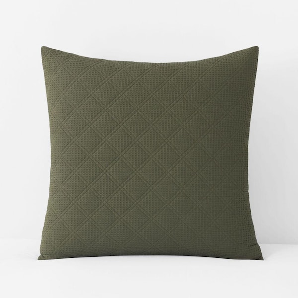 Company Cotton Waffle Olive Euro Quilt Sham