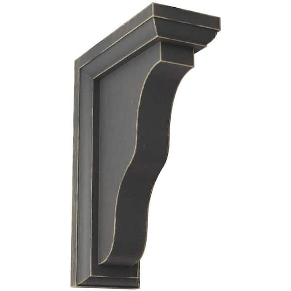 Ekena Millwork 2-1/4 in. x 7 in. x 5 in. Black Hamilton Traditional Wood Vintage Decor Bracket