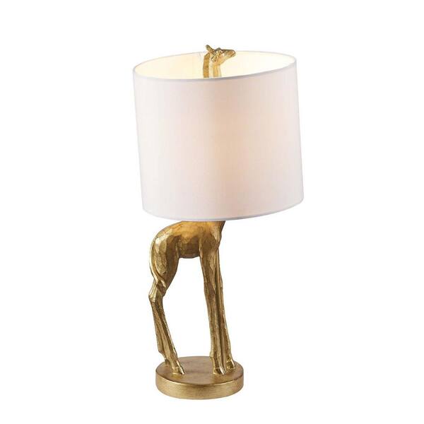 HomeRoots 16.54 in. Gold Standard Light Bulb Globe Bedside Table Lamp