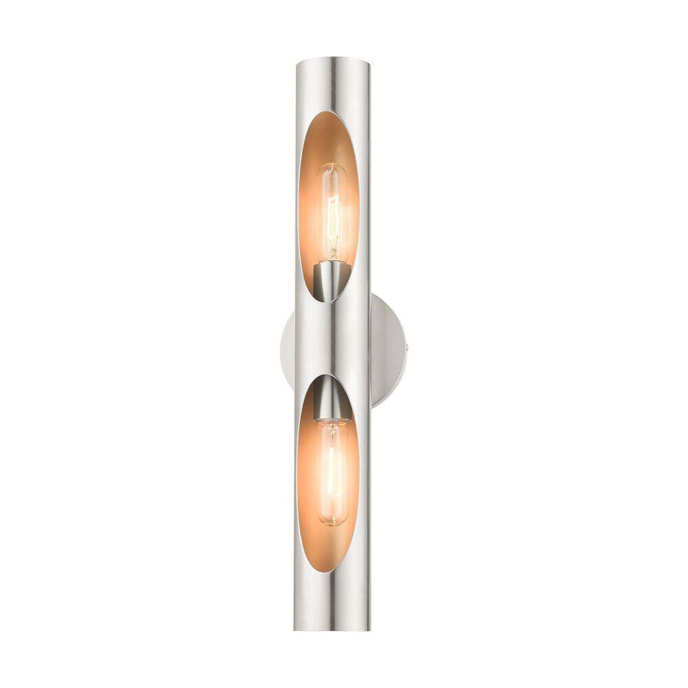 Novato Minimalist Brushed Nickel 2-Light Dimmable Sconce
