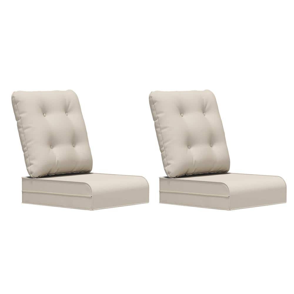 22 in. x 24 in. x 6 in. 4-Piece Extra Thick Tufted Outdoor Replacement Cushion with Zipper for Lounge Chair in Beige