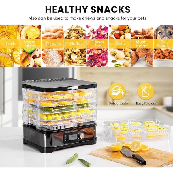 VIVOHOME Electric 8-Tray Food Dehydrator with Digital Timer and Temperature Control in Black