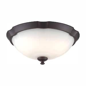 13 in. 120-Watt Equivalent Royal Bronze 3000K CCT LED Ceiling Light Flush Mount with Frosted White Glass Shade