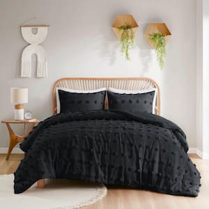 Vera 3-Piece Black Full/Queen Clip Jacquard Comforter Set