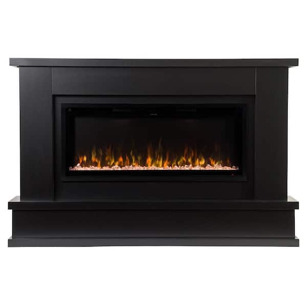 Patton Venetian 64 in. 5000 BTU Smart Electric Fireplace Mantel Package in Black, Multi-Color Flames, WiFi, Freestanding