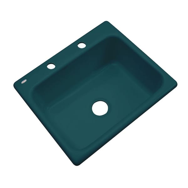 Thermocast Inverness Drop-In Acrylic 25 in. 2-Hole Single Bowl Kitchen Sink in Teal