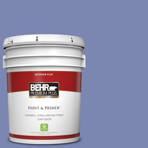 BEHR PREMIUM PLUS 5 gal. #610B-5 Corsican Purple Flat Low Odor Interior Paint & Primer