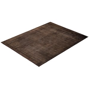 Fine Vibrance Brown 8 ft. x 10 ft. Solid Wool Indoor Area Rug