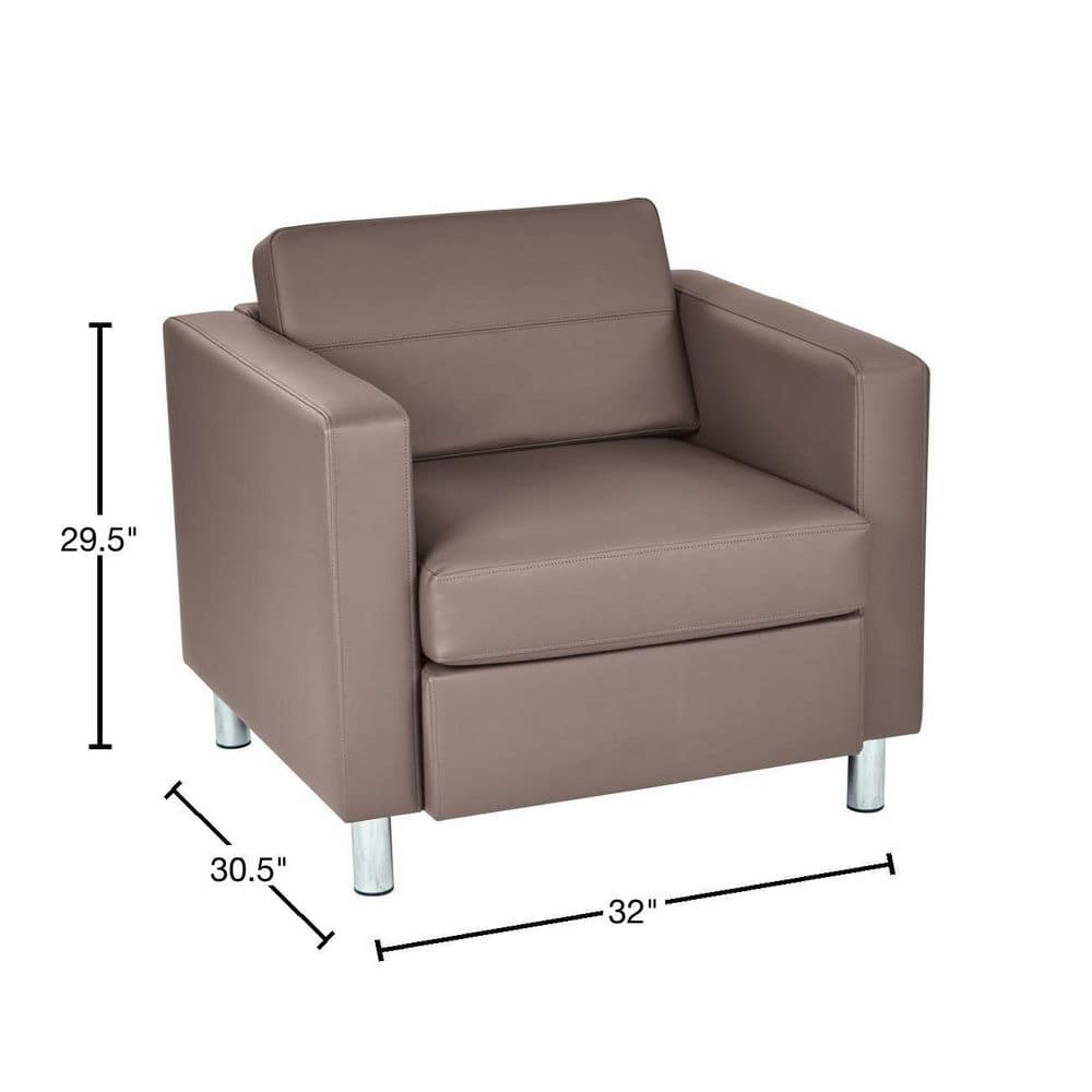 Gray Faux Leather and Metal Accent Chair