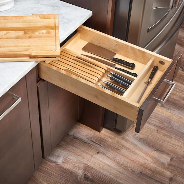 Drawer Organizers - Wood Knife Block Kitchen Drawer Insert - 19 Slots - by  Rev-A-Shelf