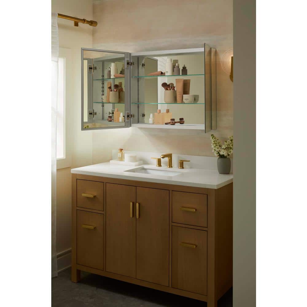 Embark 30" x 26" Anodized Aluminum Medicine Cabinet with Mirrored Doors