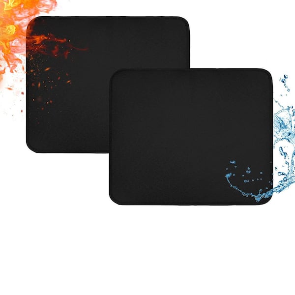 15 x 18 in. Fiberglass Silicone Black Heat Resistant Countertop Mats with Fireproof and Oilproof Feature 2 Pieces