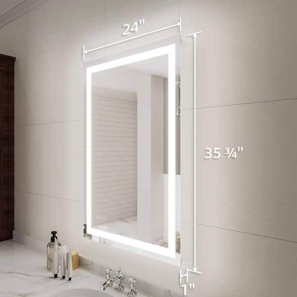 Iris 24 in. W x 36 in. H Rectangular Frameless LED Wall Bathroom Vanity Mirror in Silver