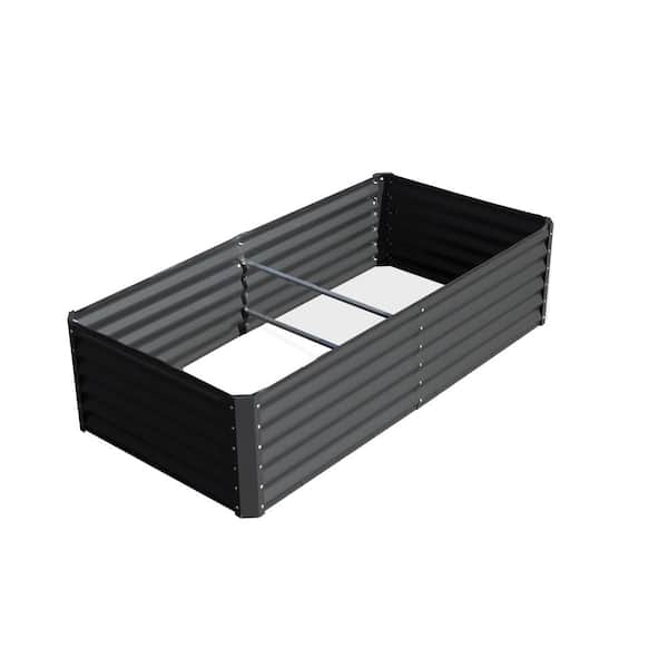 Unbranded 94.49 in. x 47.25 in. x 17.72 in. Outdoor Raised Garden Bed Large Steel Planter Box for Vegetables Flowers, Gray