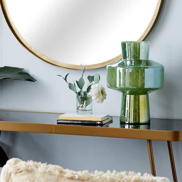 13 in. Green Glass Decorative Vase