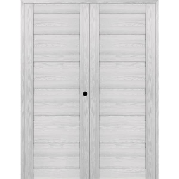 Belldinni Louver 64 in. x 95.25 in. Left Active Ribeira Ash Wood Composite Double Prehung Interior Door
