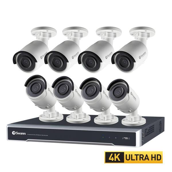 Unbranded Swann 16-Channel 4K Surveillance NVR with 4TB Hard Drive and 8x 4K Bullet Cameras