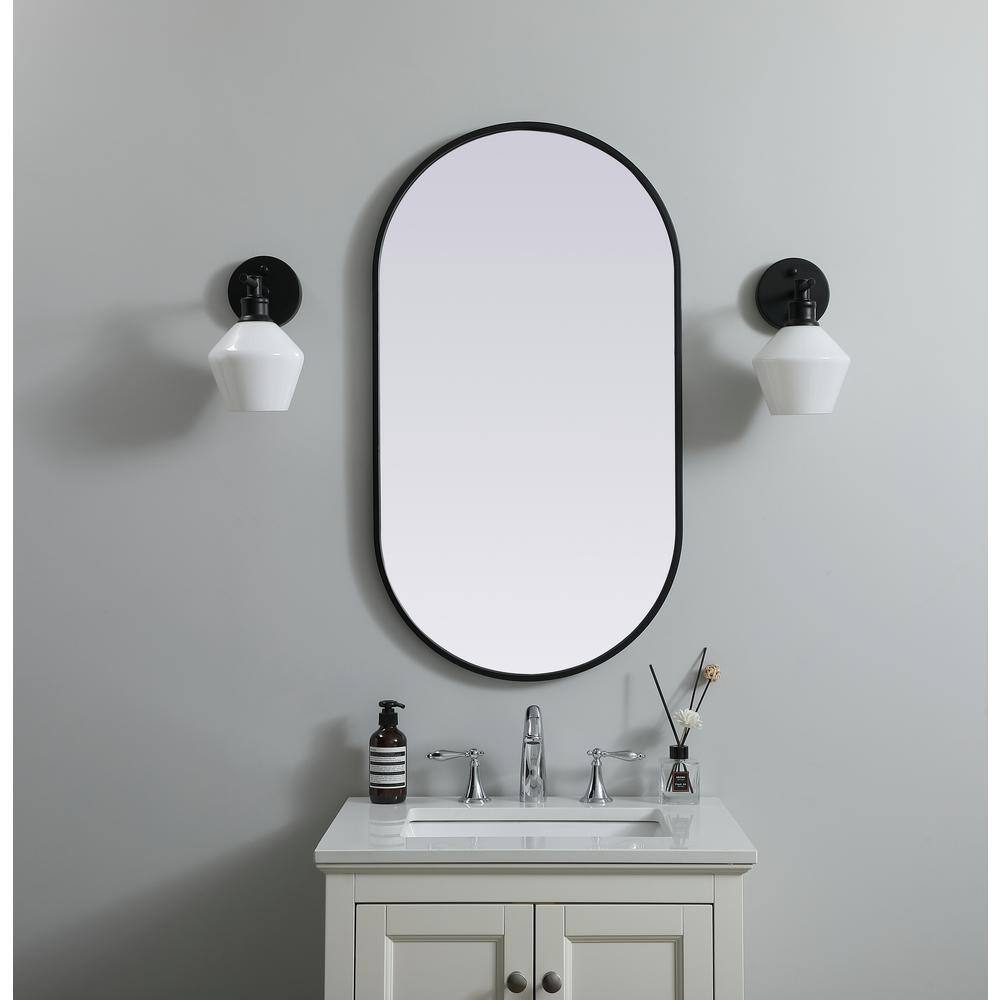 Black Oval Metal Frame Wall Mirror with MDF Backing