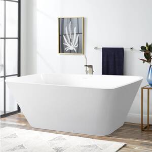 59 in Contemporary Design Flat Bottom Freestanding Bathtub cUPC Certified Soaking Tub in White