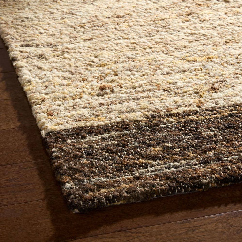 Beige and Dark Brown Wool Flat Woven Runner Rug
