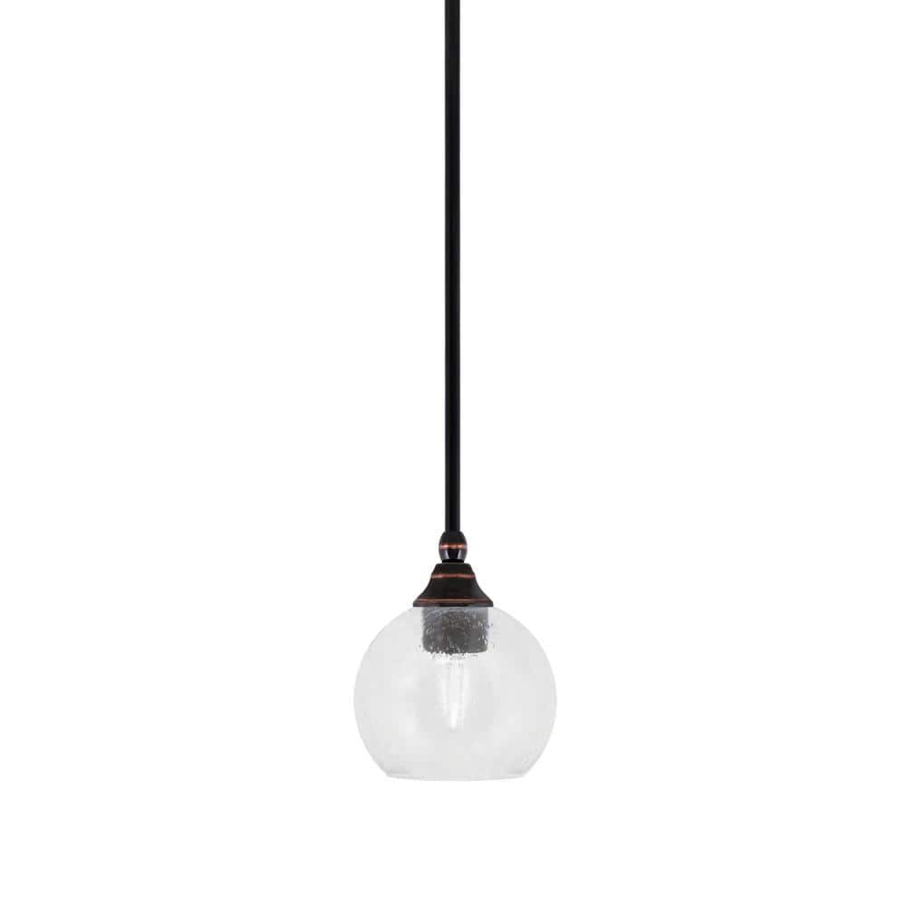 Sparta 100-Watt 1-Light Black Copper Mini Pendant Light with Clear ...