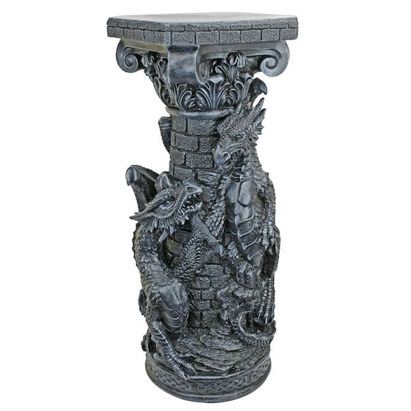 Design Toscano Crypt Demons Gothic Dragon 32.5 in. H Gray Polyresin Sculptural Column