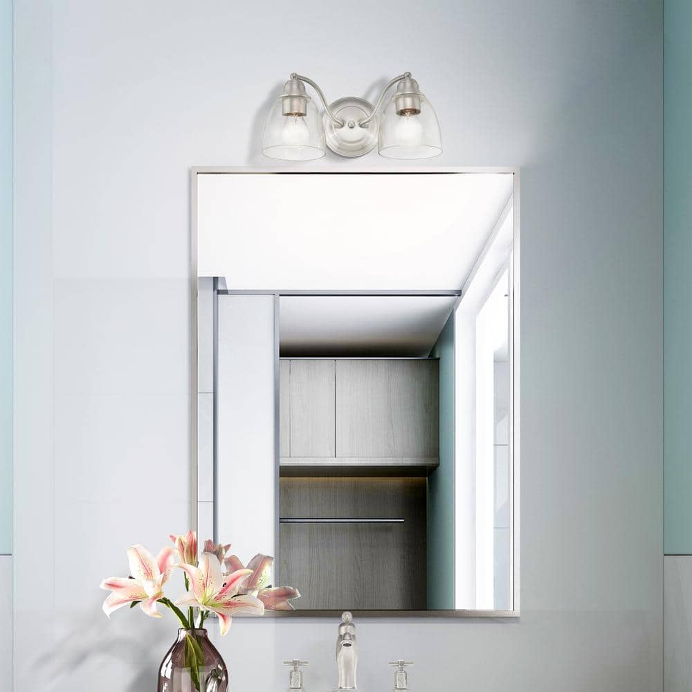 Montgomery Brushed Nickel 2-Light Vanity with Clear Hand-Blown Glass