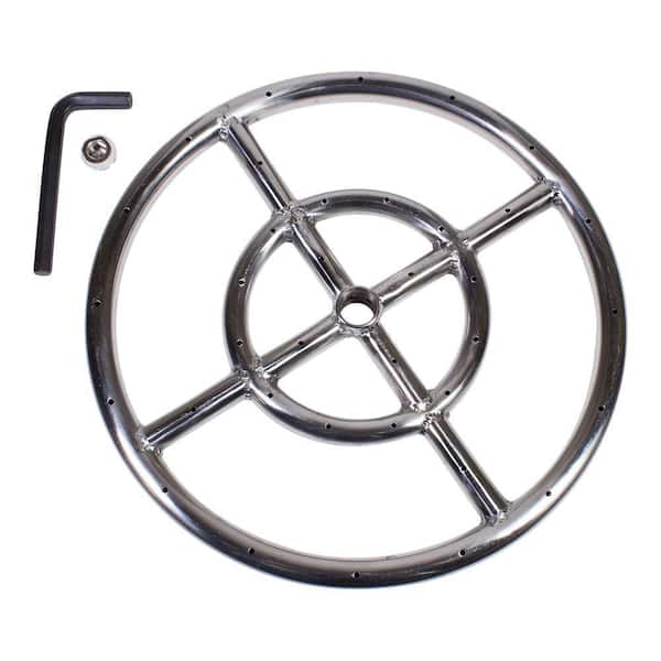 Celestial Fire Glass 12 in. Round Stainless Steel Fire Pit Burner Ring, Double Ring