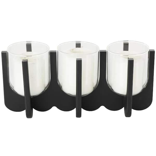 Black Wood Hurricane 3 Slot Candle Holder