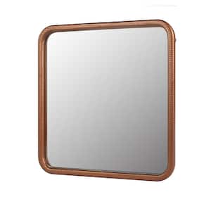 23.62 in. W x 23.62 in. H Small Square PU Covered MDF Framed Wall Bathroom Vanity Mirror in Champagne