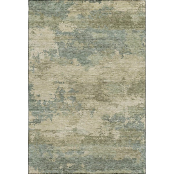 Mayfield Premium Machine Washable Abstract AMF2075 Seafoam 10 ft. x 14 ft. Area Rug