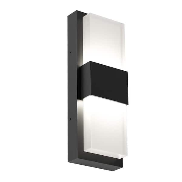 Mazza Frosted Black Outdoor Hardwired Integrated LED Wall Sconce Light