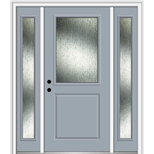 MMI Door Rain Glass 60 in. x 80 in. Right-Hand Inswing Storm Cloud Fiberglass Prehung Front Door on 4-9/16 in. Frame