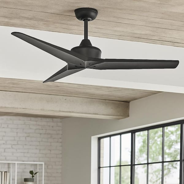 HINKLEY Chisel 60.0 in. Indoor/Outdoor Matte Black Ceiling Fan with Remote Control